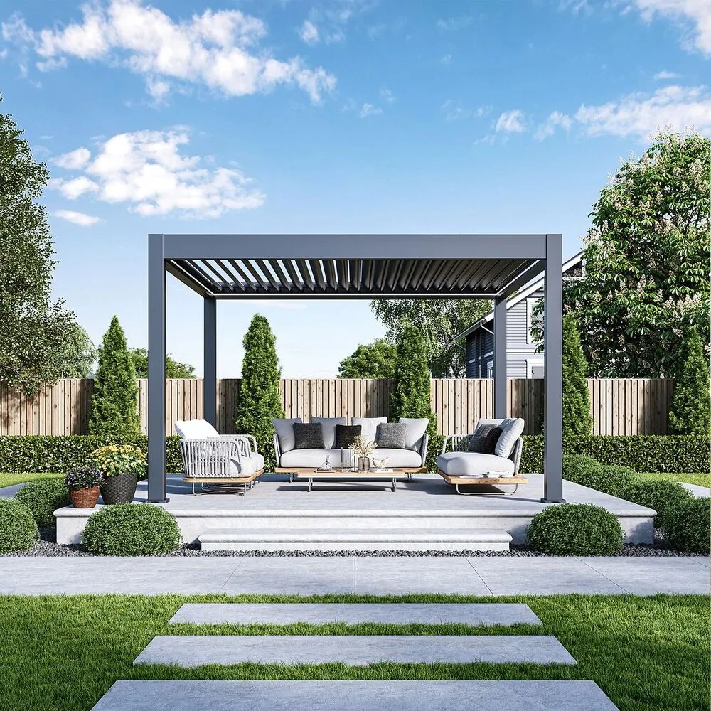 Luxusná ELEKTRICKÁ bioklimatická pergola PRESTIGE 4x4 m, hliník - voľne stojaca