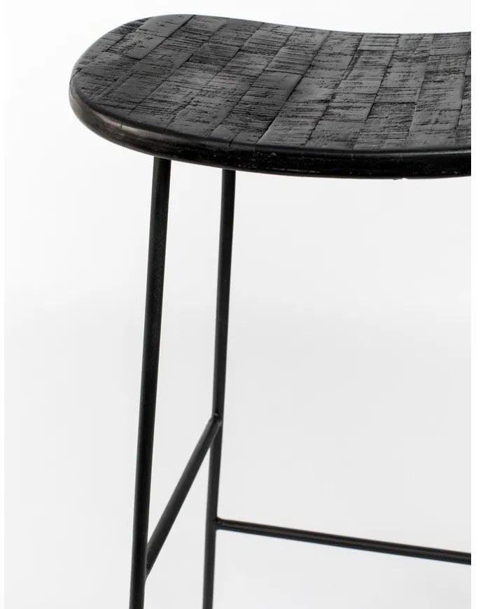 Čierna barová stolička z teakového dreva (výška sedadla 76 cm) Tangle – White Label