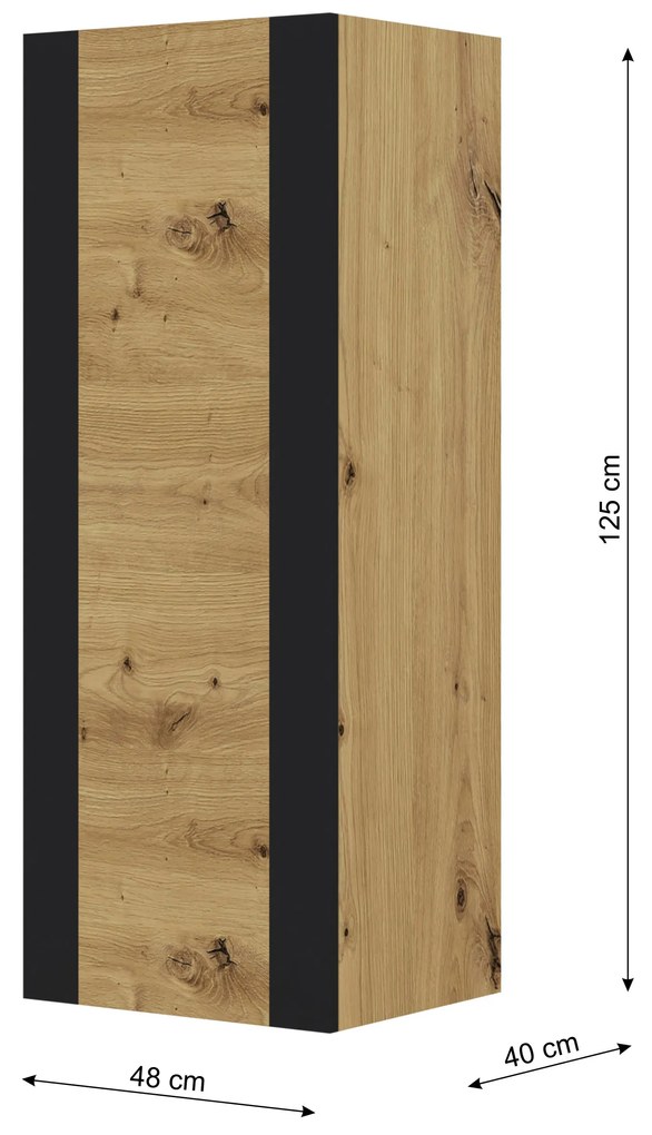 Závesná skrinka Montana (dub artisan + matná čierna). Akcia -20%. Vlastná spoľahlivá doprava až k Vám domov. 1085842