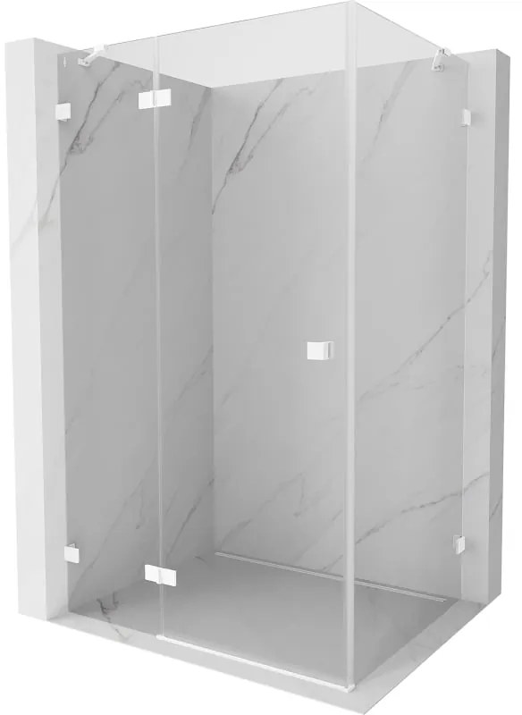 Mexen Lunar, výklopný sprchový kút ľavý 95 x 90 cm, 8mm číre sklo, biely profil, 834-095-090-20-00-L