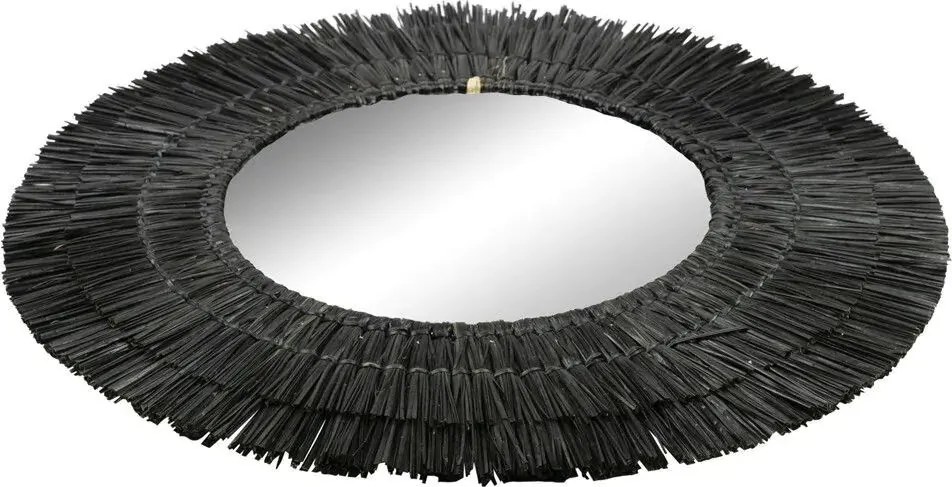 Okrúhle čierne zrkadlo Morgan z morskej trávy S - 60*60*1cm