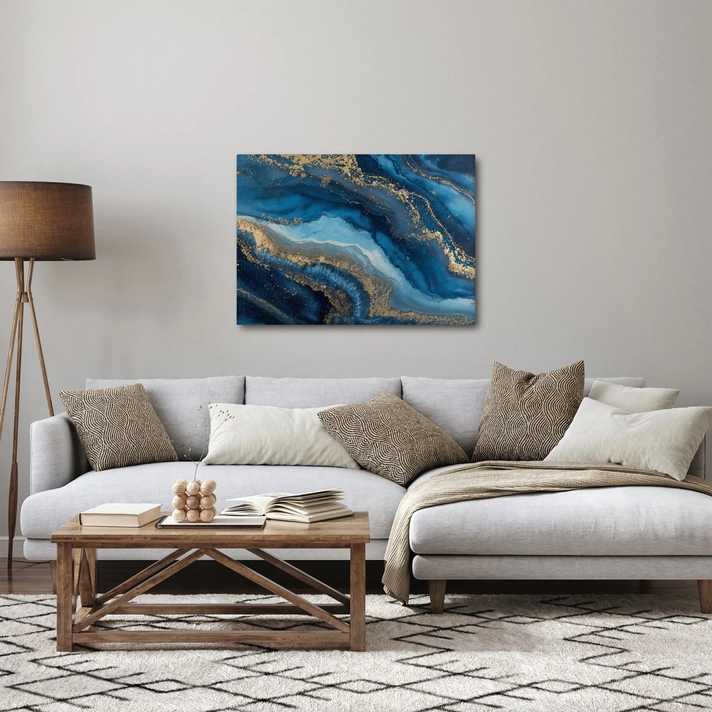 Obraz - Modrá mramorová abstrakcia (70x50 cm)