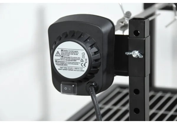 Gril na drevené uhlie s motorom 4W/230V čierna