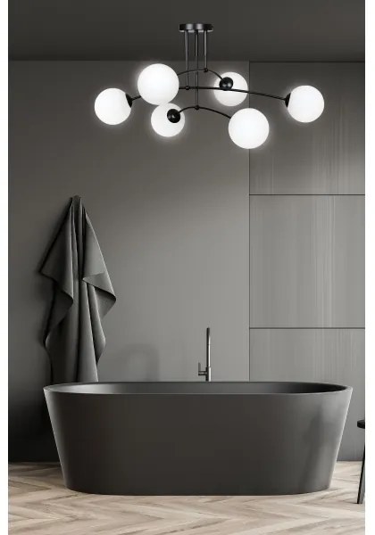 Luster na tyči PREGOS 6xE14/10W/230V čierna/biela