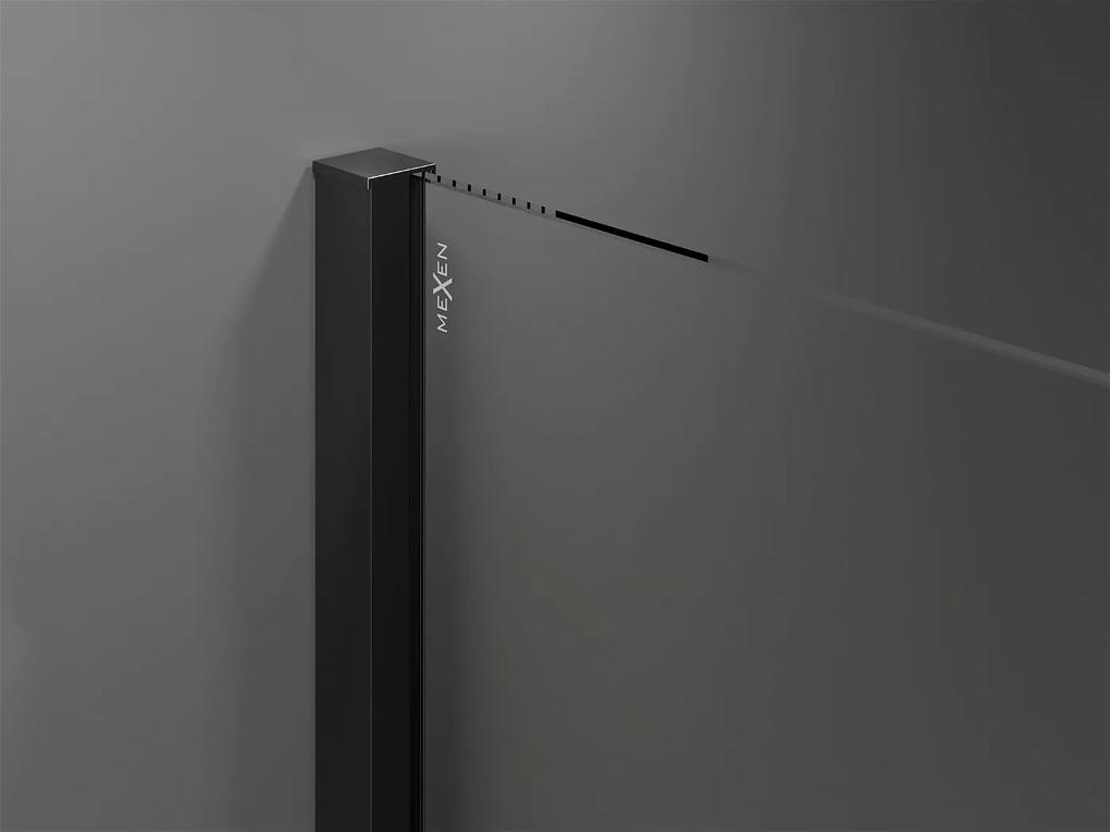 Mexen Velar, sprchový kút s posuvnými dverami 130(dvere) x 90(stena) cm, 8mm číre sklo, čierna matná, 871-130-090-01-70