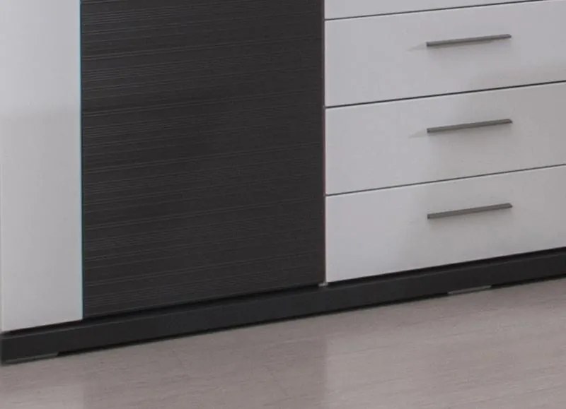 Široká komoda Caracas typ 21, grafit/biely lesk, s osvetlením