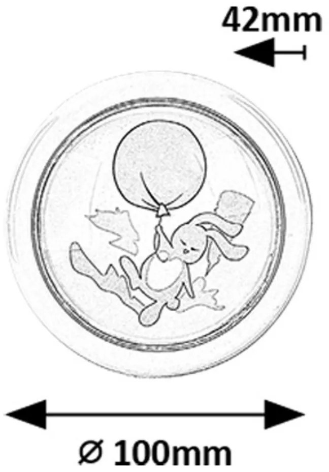 Rabalux 76073 detské push light nočné osvetlenie Hopply - zajačik a balón, 0,3W, 5lm, 6000K