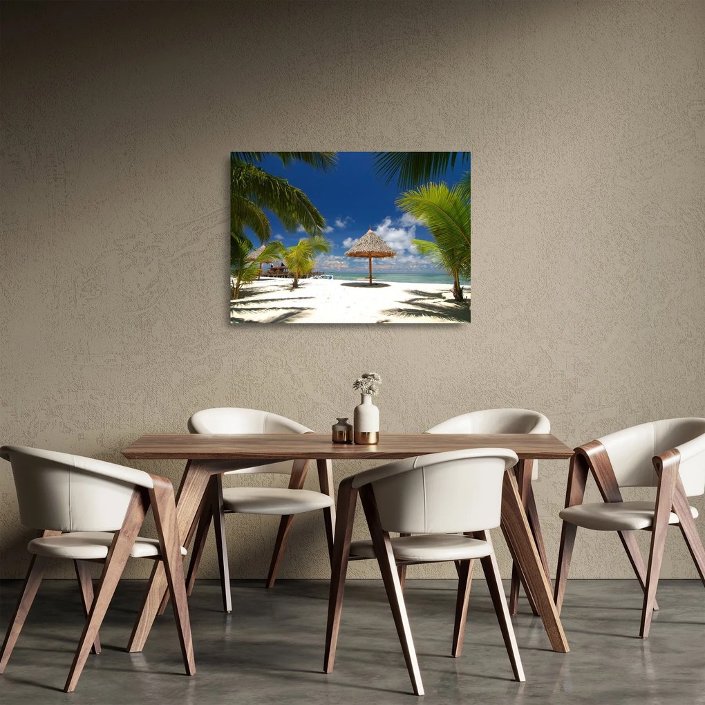 Sklenený obraz - Pláž s bielym pieskom (70x50 cm)