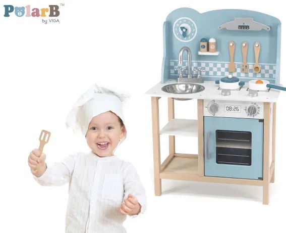 Detská kuchynka Viga 44047 PolarB strieborná / modrá