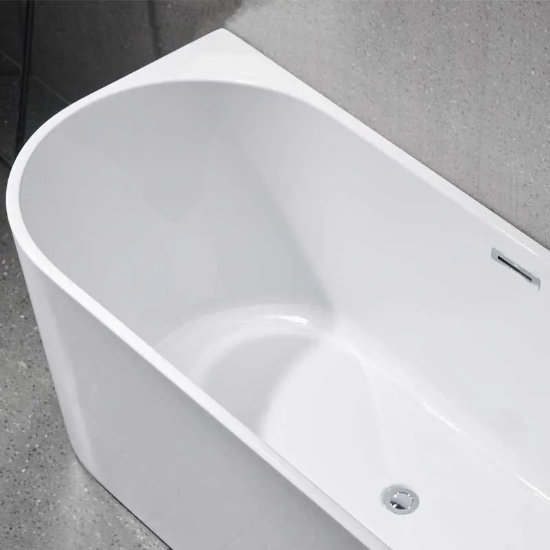 BPS-koupelny Voľne stojaca akrylátová vaňa k stene HYD-LE527B 150x75 biela, odtokový komplet chróm