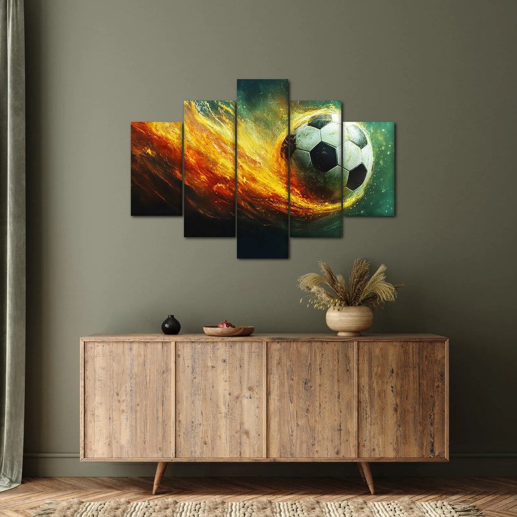 Obraz - Futbalová lopta v lete (150x105 cm)