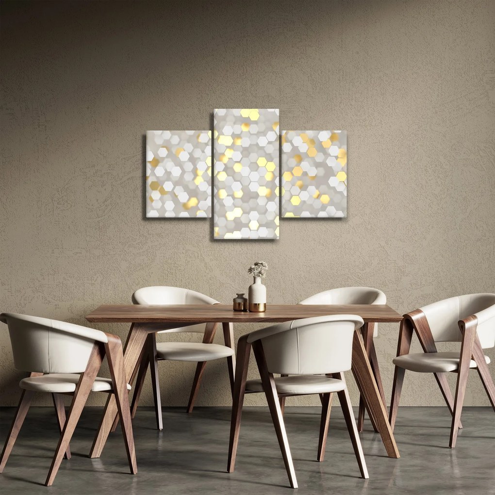 Obraz - Zlato-biele hexagóny (90x60 cm)