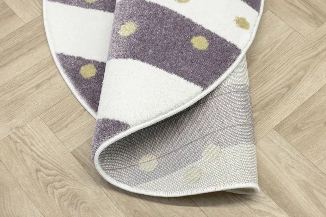 Koberec LIMA M044A krémový / fialový / zlatý kruh