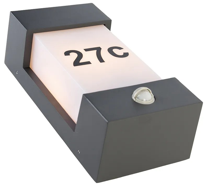 Vonkajšia nástenná lampa tmavosivá IP44 s detektorom pohybu - Tide