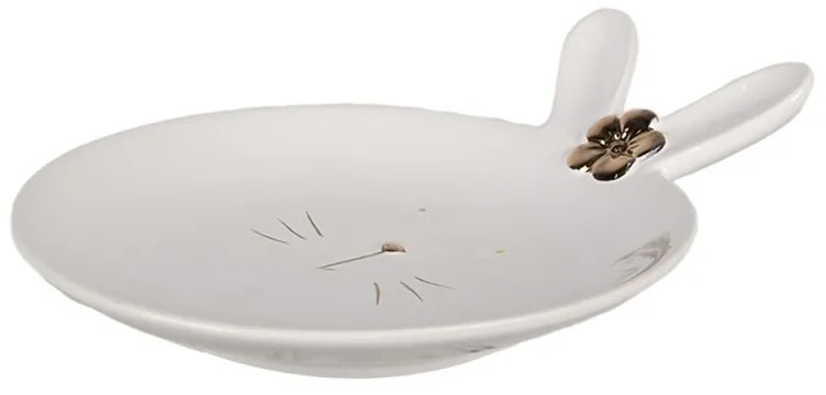 Biely porcelánový dezertný tanierik v tvare zajačika Rabbit - 19 *Ø 15*5 cm