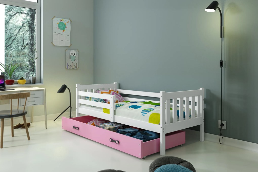 Posteľ CARINO 1 - 190x80cm - Biela - Ružová
