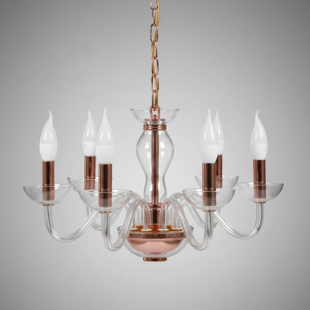 Toolight Toolight, stropná lampa na zavesenie 6xE14 APP1081-6CP, ružové zlato, OSW-00681