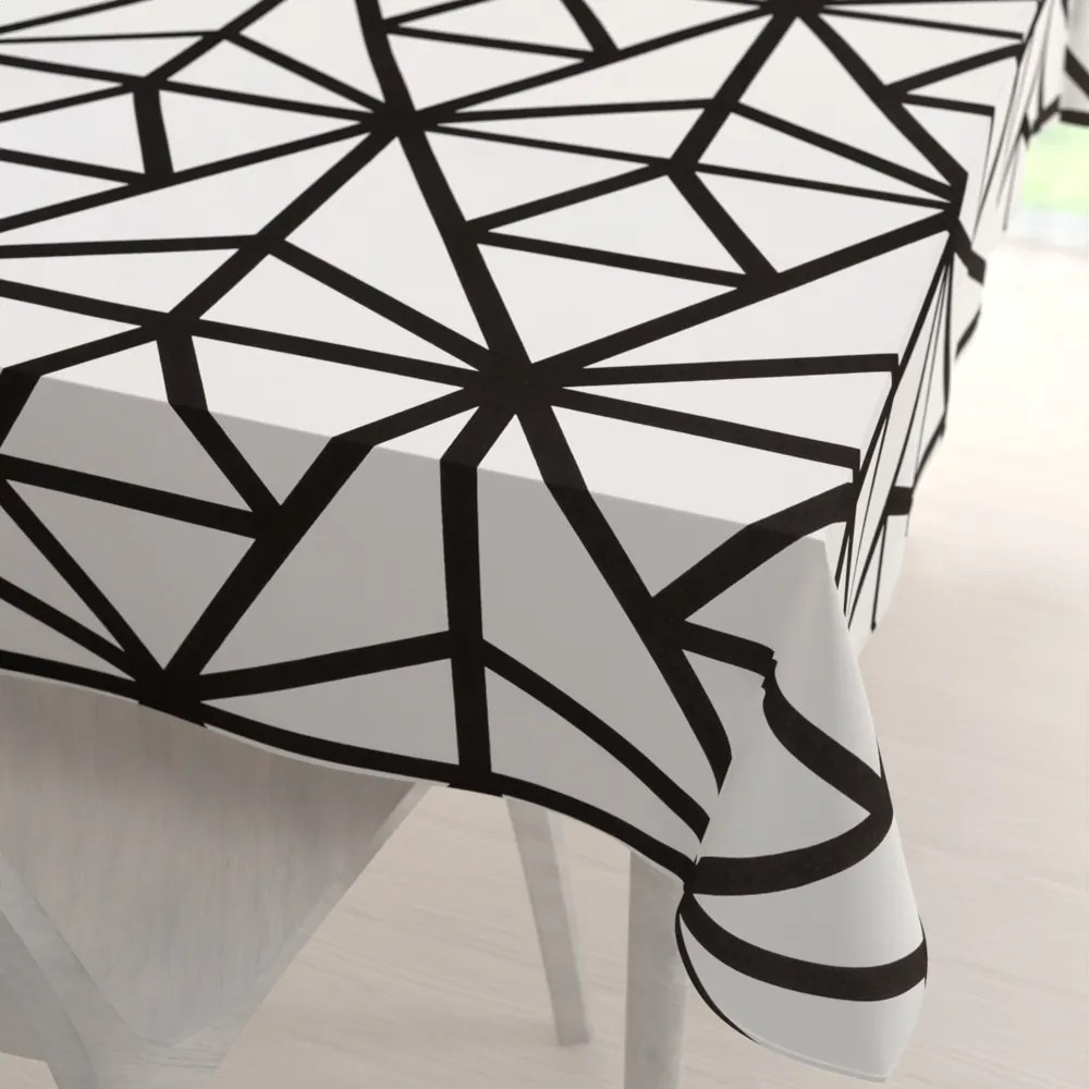 Biante Bavlnený obdĺžnikový obrus Sandra SA-577 Čierne geometrické vzory na bielom 140x180 cm