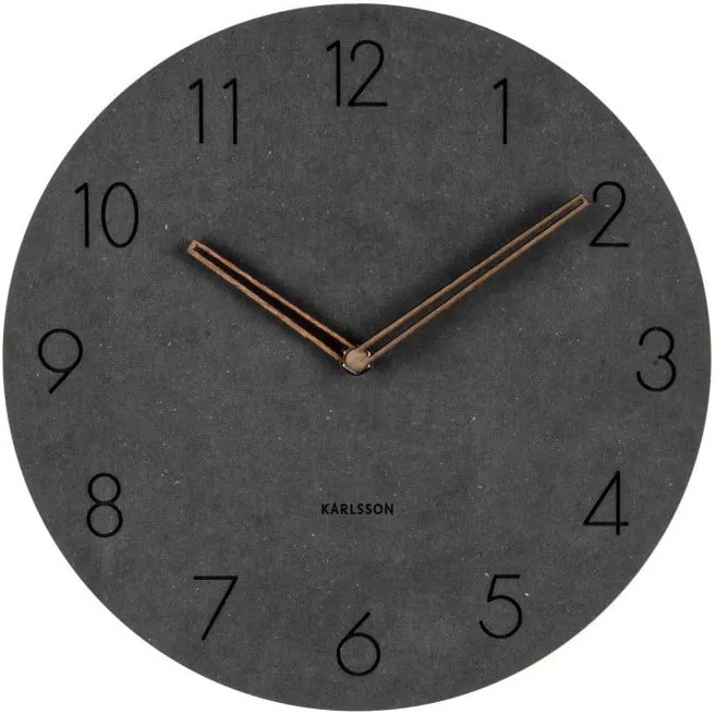 Čierne nástenné drevené hodiny Karlsson Dura, ⌀ 29 cm
