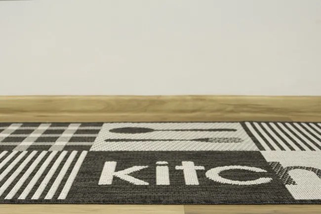 Protišmykový kuchynský koberec / behúň Flex 19053/08 tmavosivý