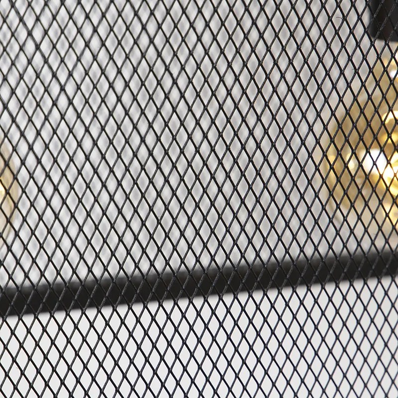 Priemyselné závesné svietidlo čierne 118 cm s mriežkou 4-svetlo - Cage
