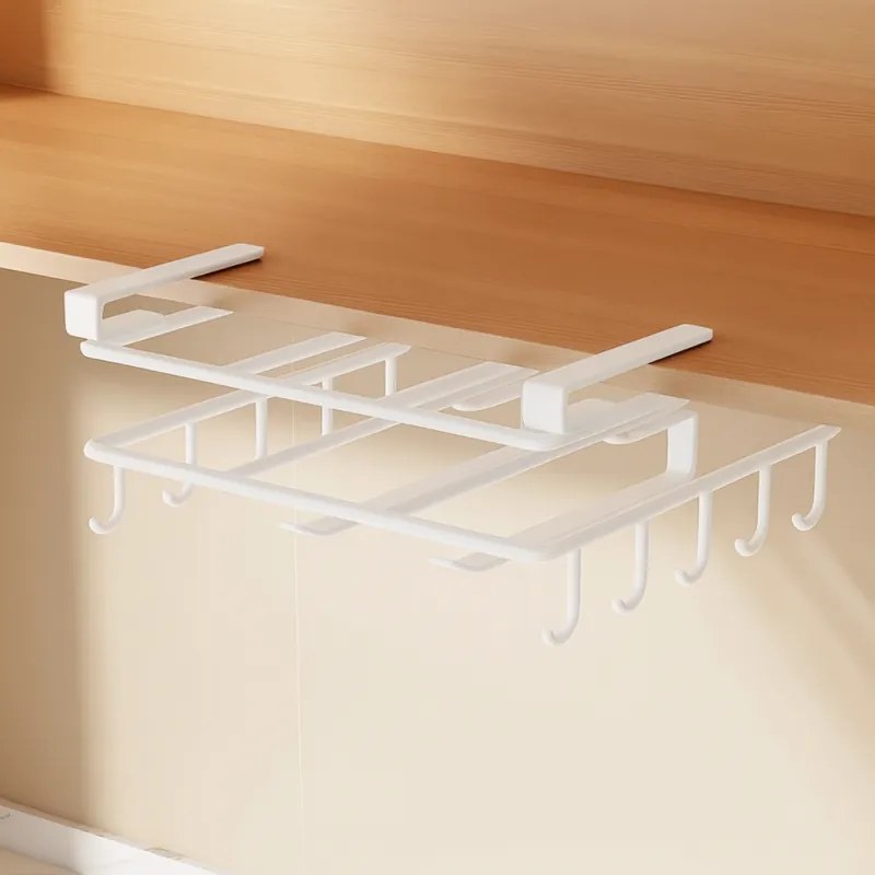 Závesný kuchynský organizér s háčikmi RAXIMO, biely