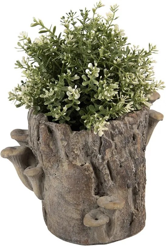Hnedý cementový kvetináč kmeň stromu s hubami Botanic M - 24*18*18 cm