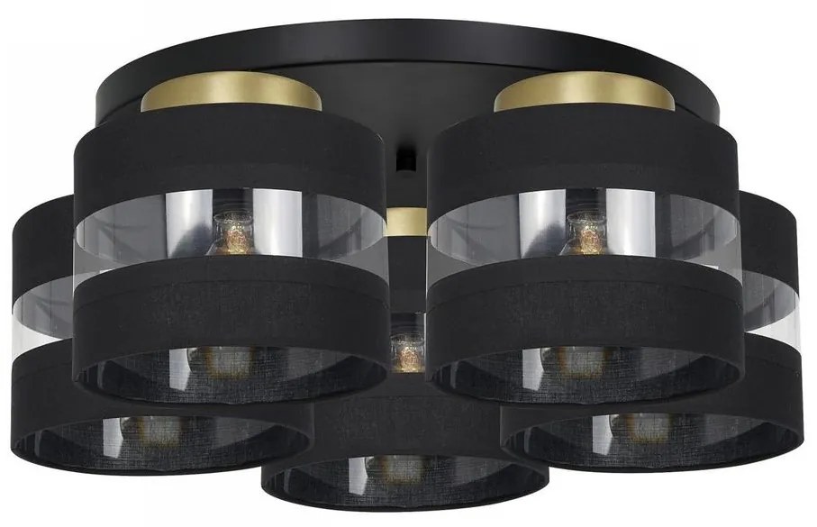 Prisadený luster HAVARD 5xE27/60W/230V čierna/mosadz