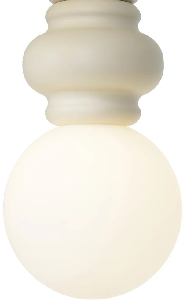 Retro závesné svietidlo béžové s matným sklom - Fedde