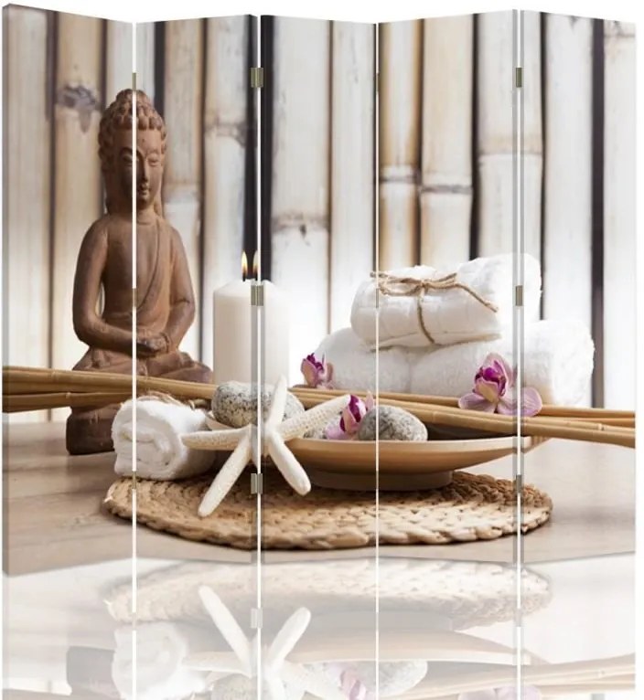 CARO Paraván - Buddha 2 | päťdielny | jednostranný 180x150 cm