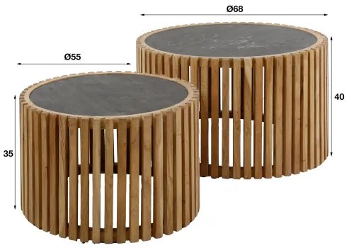 Konferenčný stôl 27-86 Slate Ø68 a Ø55cm 2-set - Komfort-nábytok