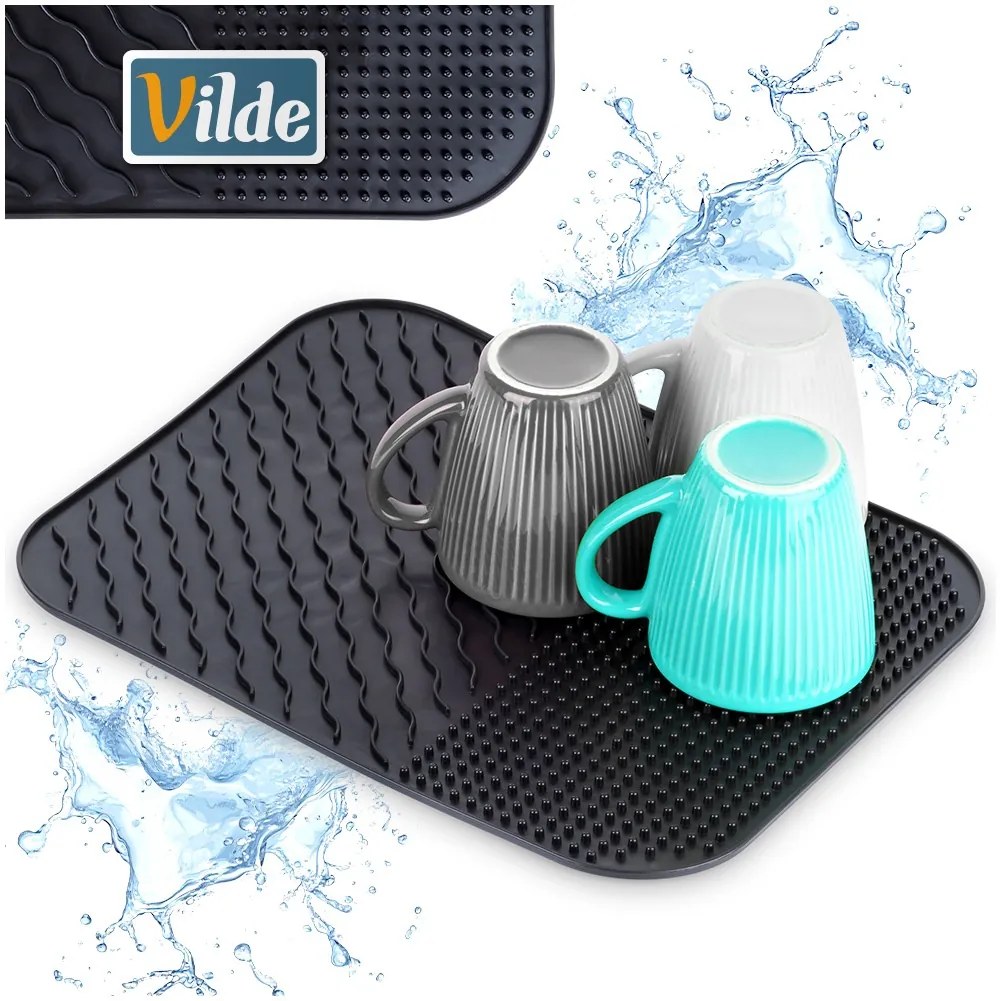 VILDE Podložka - odkvapkávač k drezu, čierny 34 x 26,5 cm