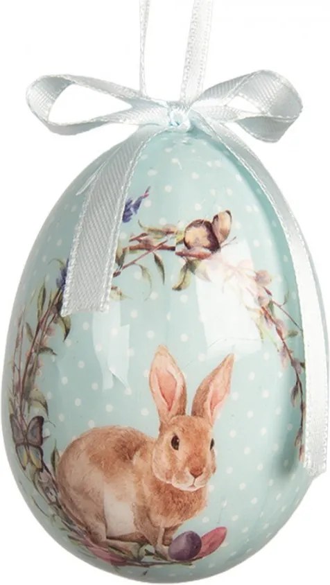 9ks dekorácia farebné závesné vajíčko s zajačikmi a kuriatkami Spring Egg - Ø 5*8 cm