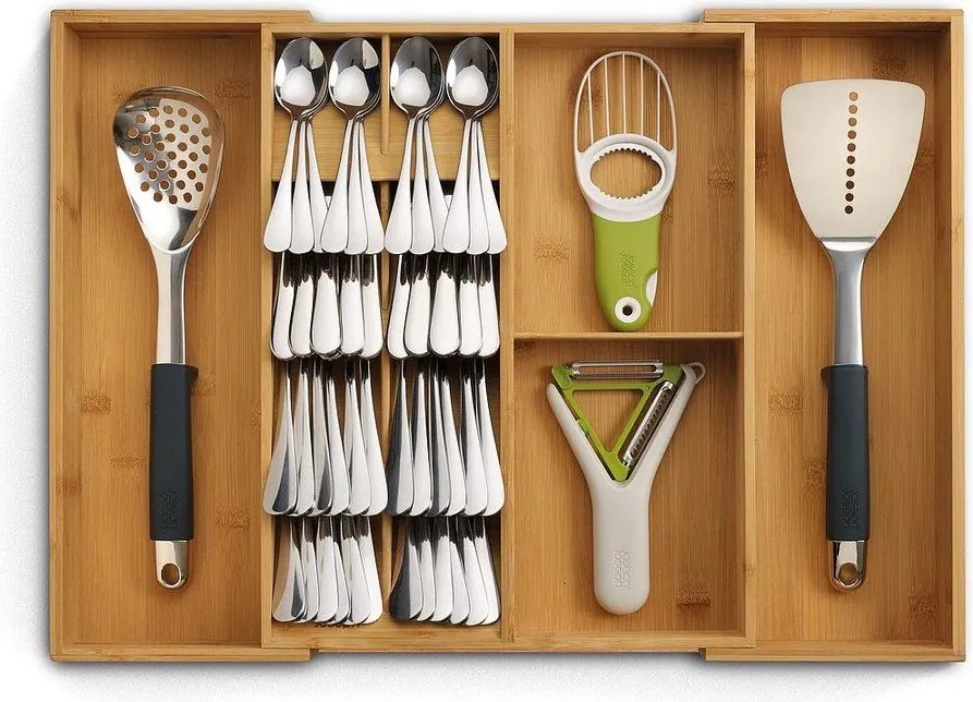 Nastaviteľný bambusový príborník do zásuvky v prírodnej farbe 32 x 40 cm DrawerStore Bamboo – Joseph Joseph