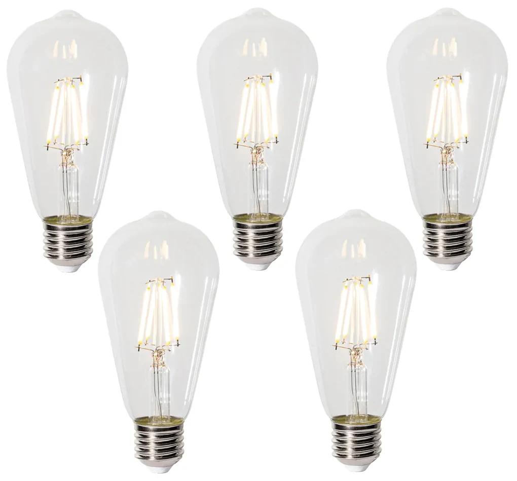 Sada 5 ks E27 dimbare LED lamp ST64 clear 5W 450 lm 2700K