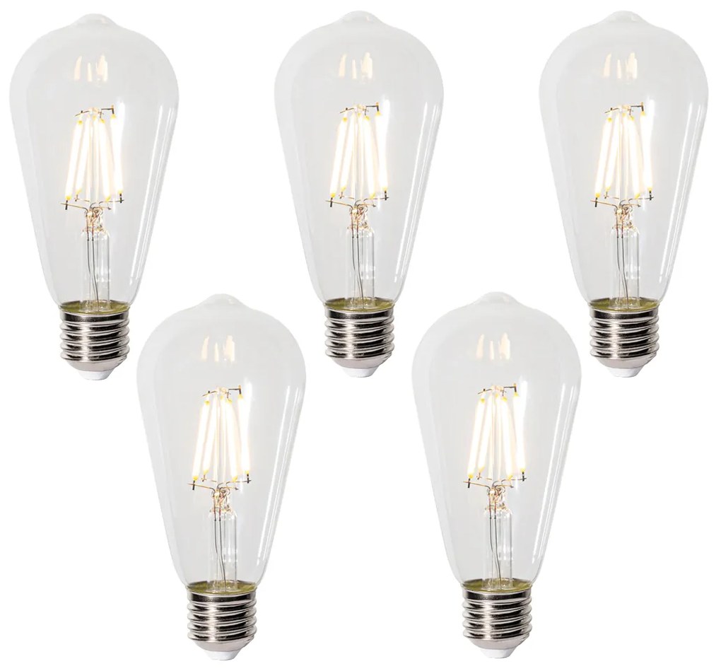 Sada 5 stmievateľných LED žiaroviek E27 ST64 číra 5W 600 lm 2700K