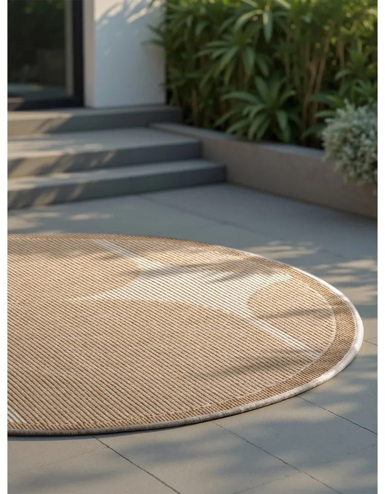 Okrúhly vnútorný a vonkajší koberec v béžovej a slonovinovej farbe ø 160 cm Duet Bowen – NORTHRUGS