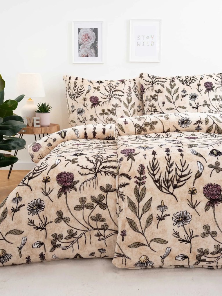 Francúzske obliečky mikroplyš Exclusive – Herbár béžové