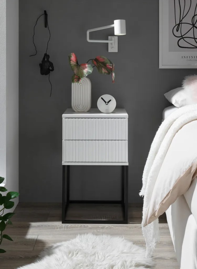 Nočný stolík s 2 zásuvkami Marle, biely