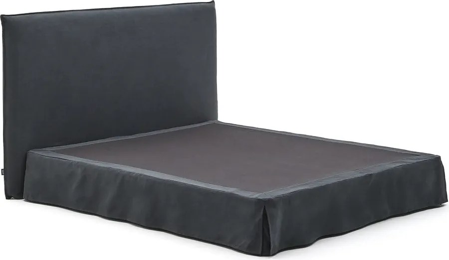 Antracitová čalúnená dvojlôžková posteľ 180x200 cm Jaira – Kave Home