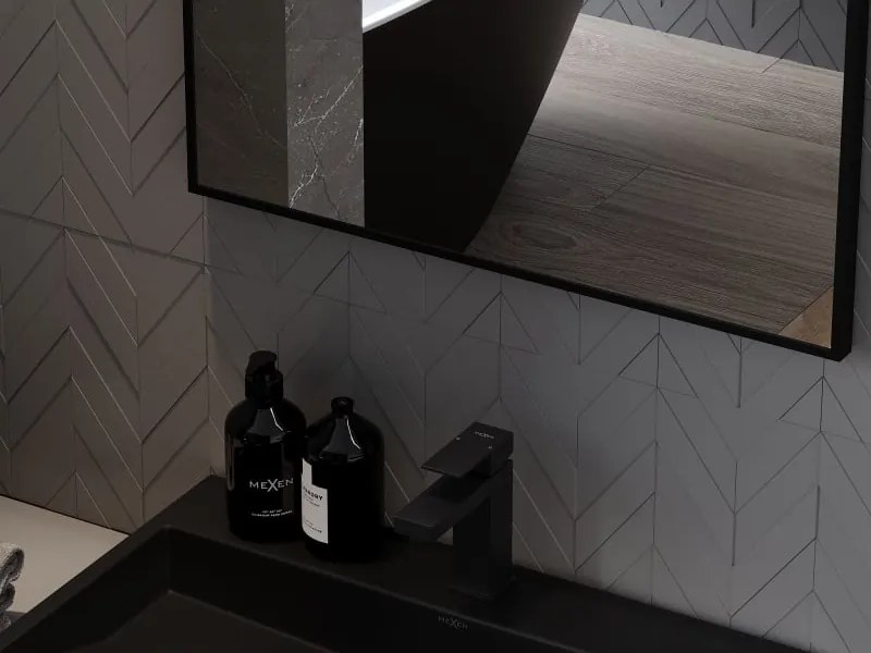 Mexen Loft kúpeľňové zrkadlo obdĺžnikové 90 x 60 cm, čierny rám - 9852-090-060-000-70