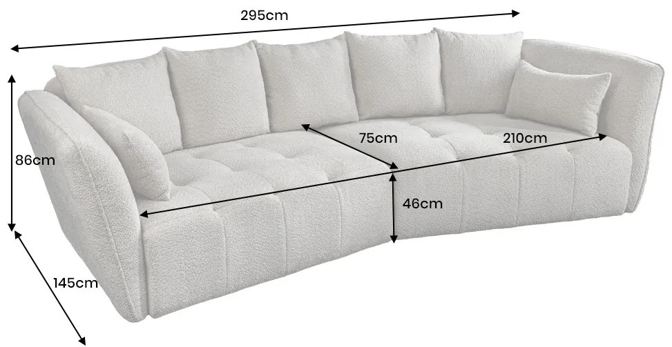 Dizajnová sedačka Wellington 295 cm sivá