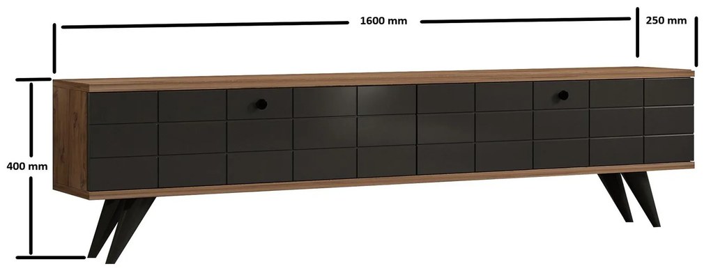 TV stolík/skrinka Butepe (antracit + borovica atlantická) . Akcia -30%. Vlastná spoľahlivá doprava až k Vám domov. 1095157