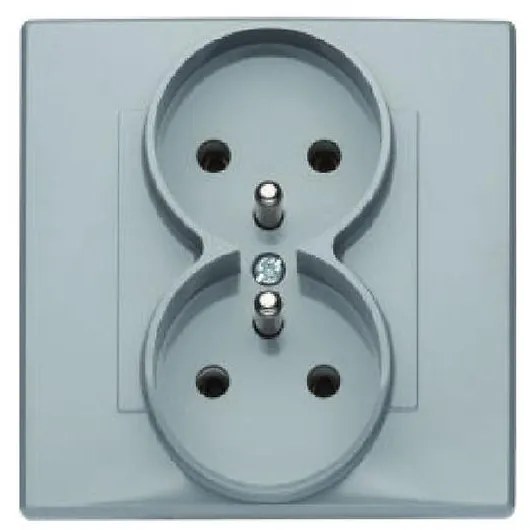 GP-2LZ Dvojitá zásuvka s uzemnením popolavý