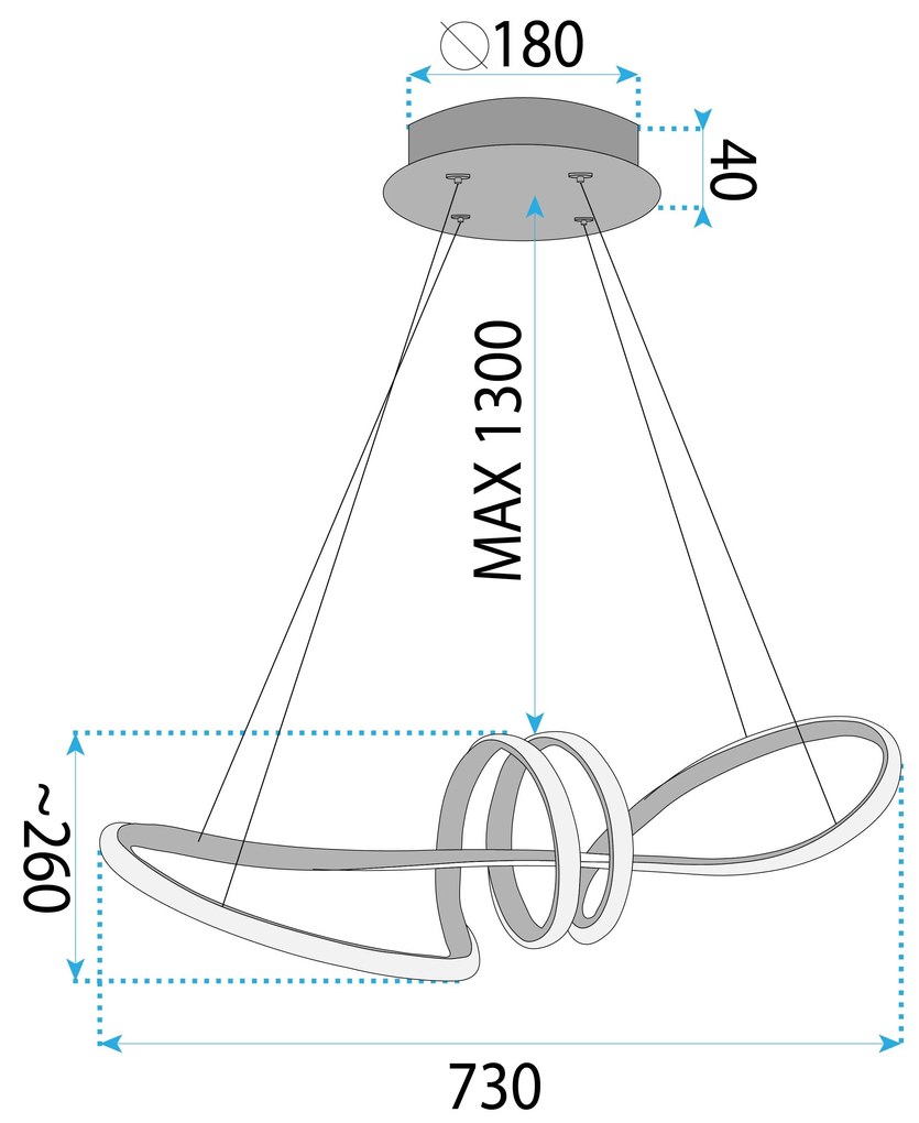 Toolight Toolight, LED závesné osvetlenie 120cm, 48W, 3000K, LHJ036-CP, zlatá, OSW-50016