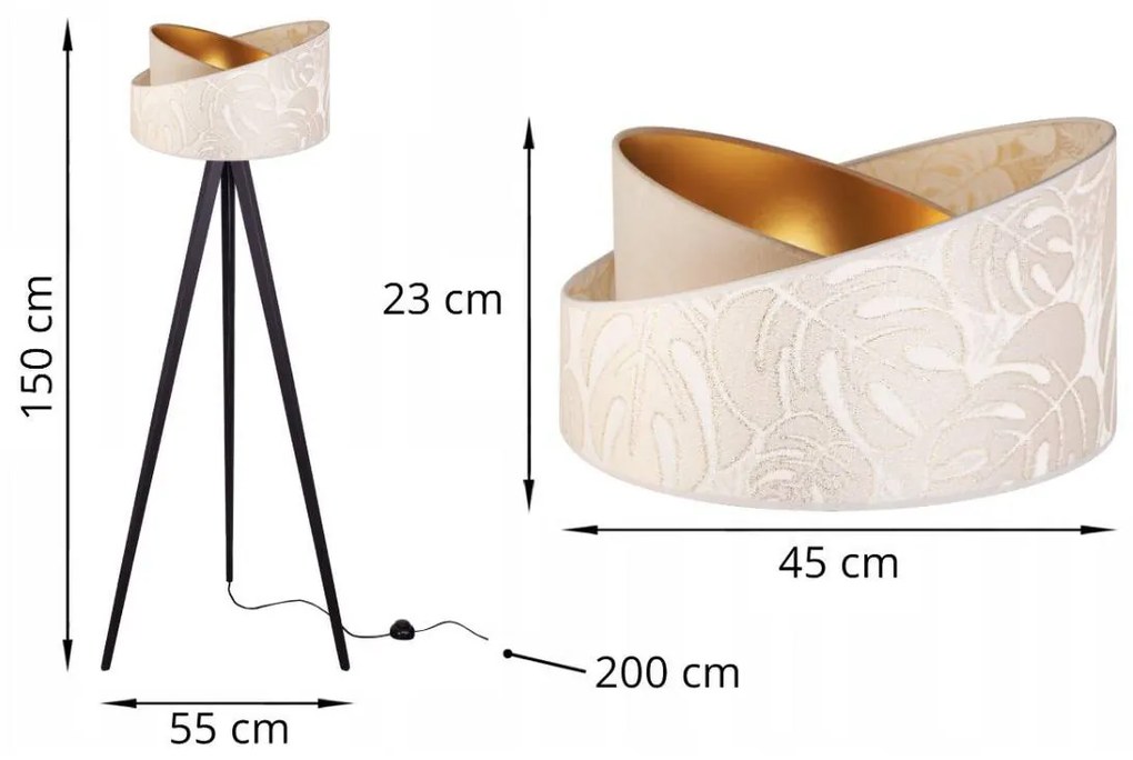 Stojacia lampa Werona 7, 1x krémové textilné tienidlo so vzorom, g, b