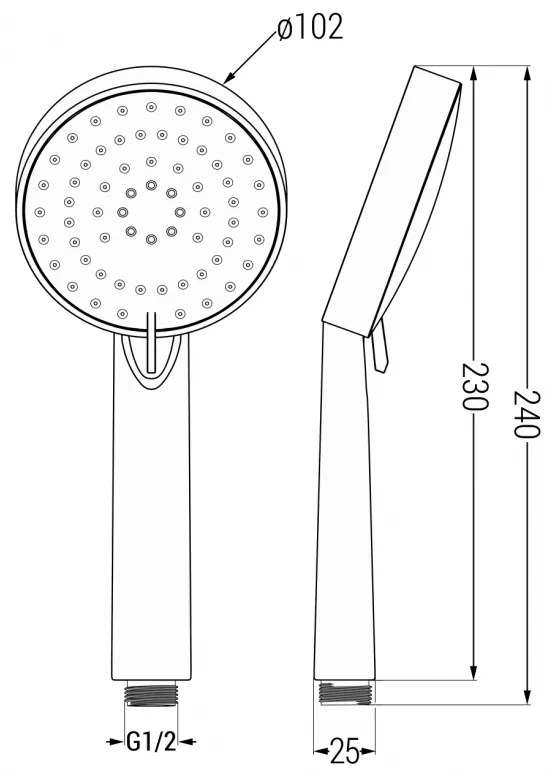 Mexen príslušenstvo - hlavica ručnej sprchy R75 Circle, 3-funkcie, čierna, 79575-70