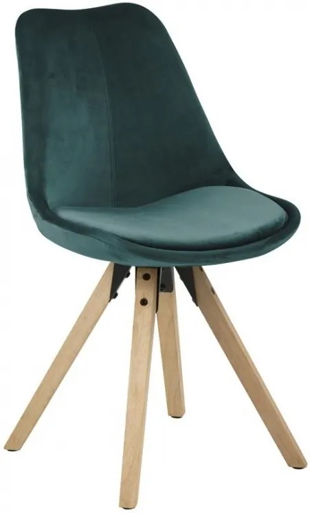 Jídelní židle Damian, samet, lahvově zelená/přírodní SCHDN0000073371S SCANDI+