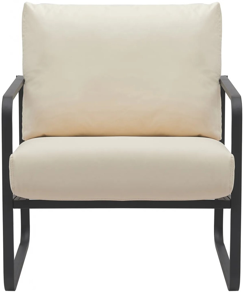 Design-Shop Kreslo Manea - koženka / kov - Krémová