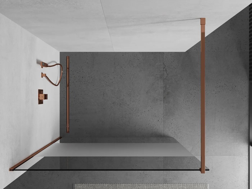 Mexen Kioto, sprchová zástena 80x200 cm, 8mm číre sklo s efektom námrazy, profil ružové zlato, 800-080-101-60-35